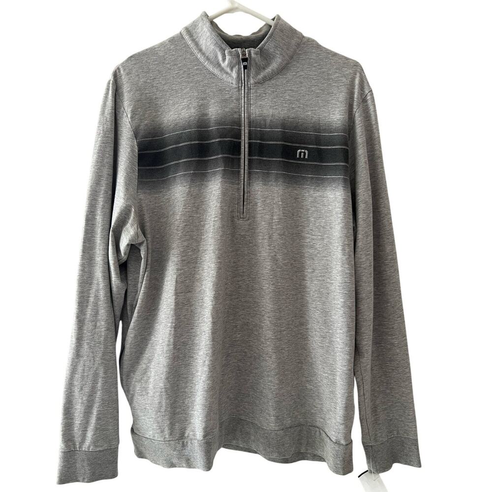 Travis Mathew Mens Gray Cloud Quarter Zip Pullover Sweater Size L Comfort Golf